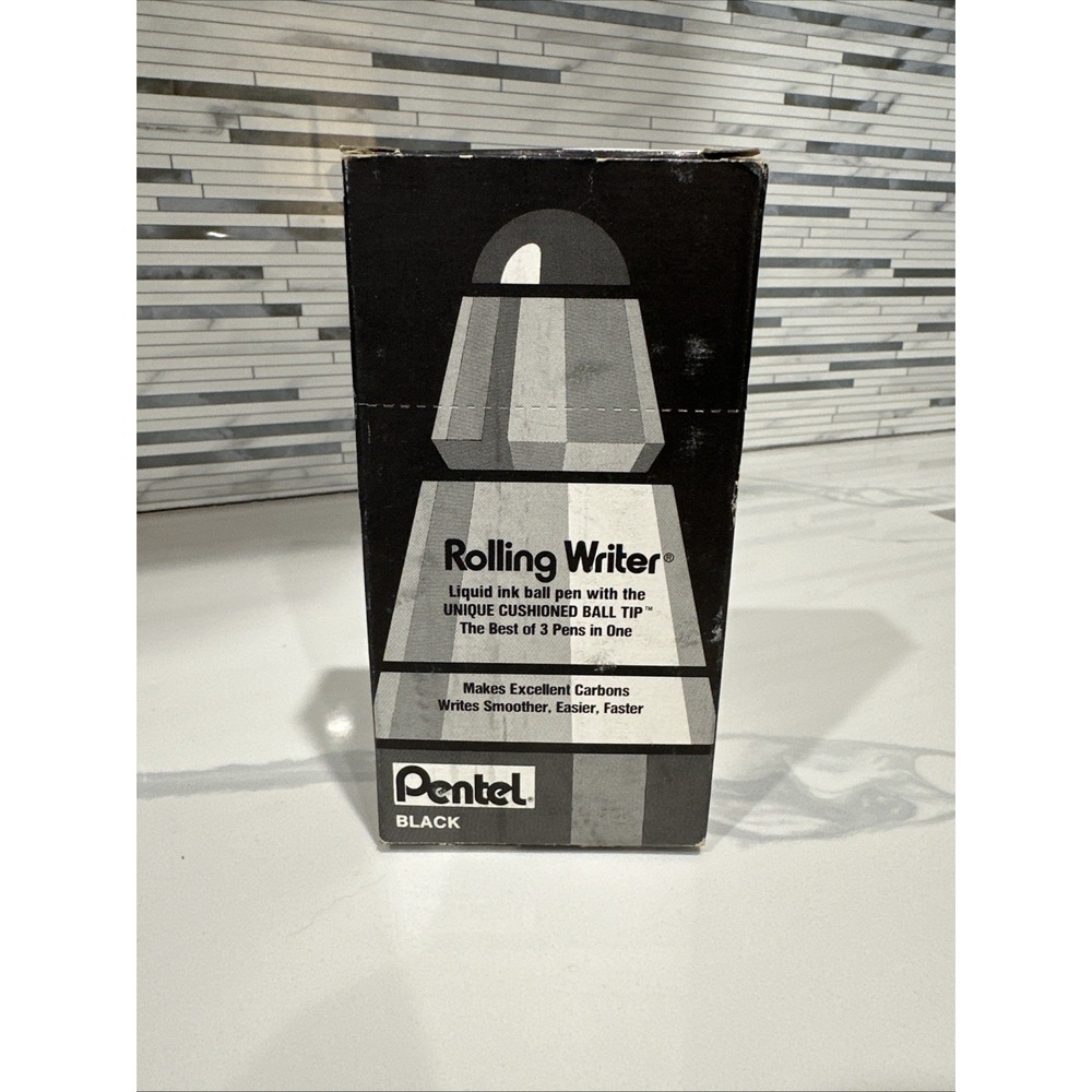 Pentel‎ Rolling Writer Black Liquid Ink Ball Pen Dozen R100 - Only 10 Pens